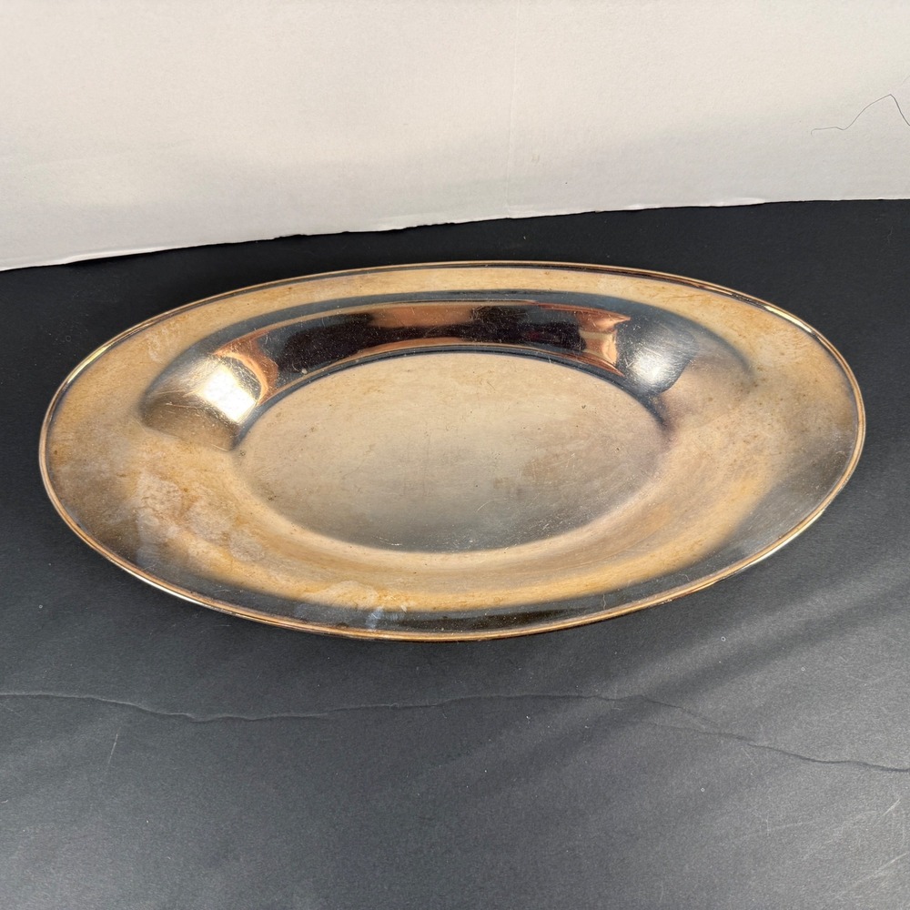 Vintage Silver Plated Oval Serving Platter Tray‎ 13.5 Inch Polished Tableware